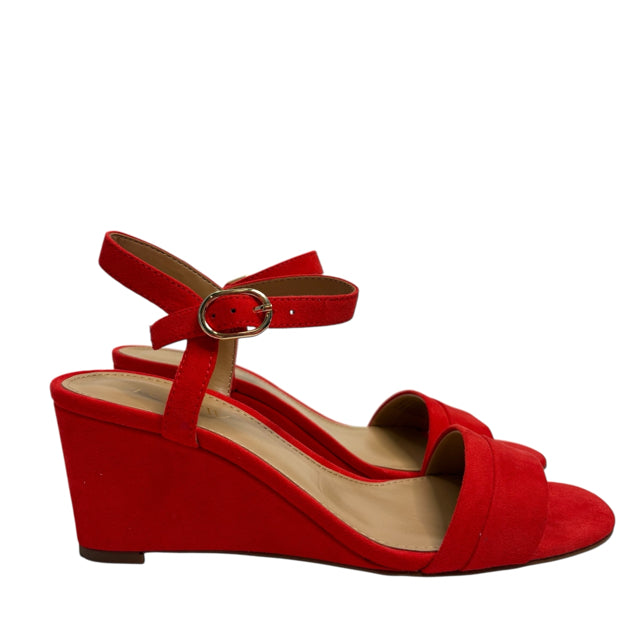 J CREW Size 6 1/2 Red Sandal Suede SHOE