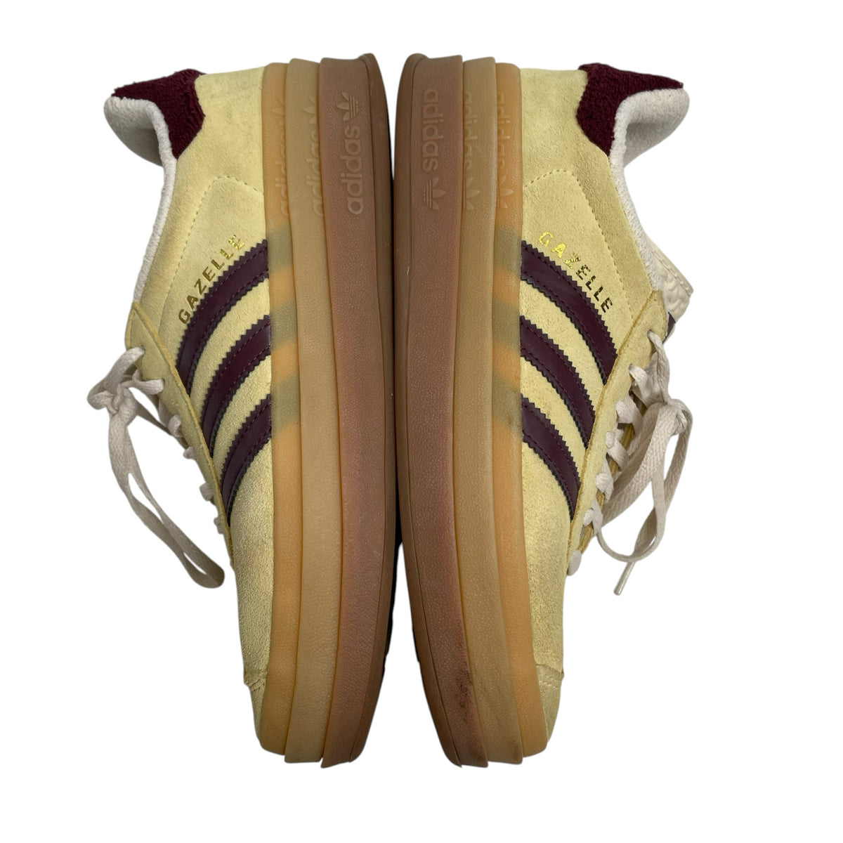 ADIDAS Size 7 1/2 Yellow/Maroon Sneaker Suede SHOE