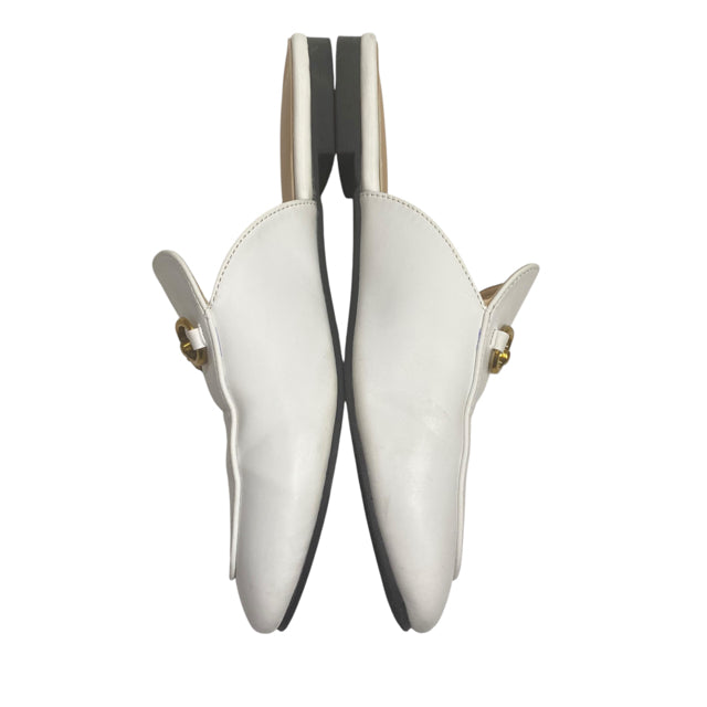 MINORSU Size 6 1/2 White Buckle Mules SHOE