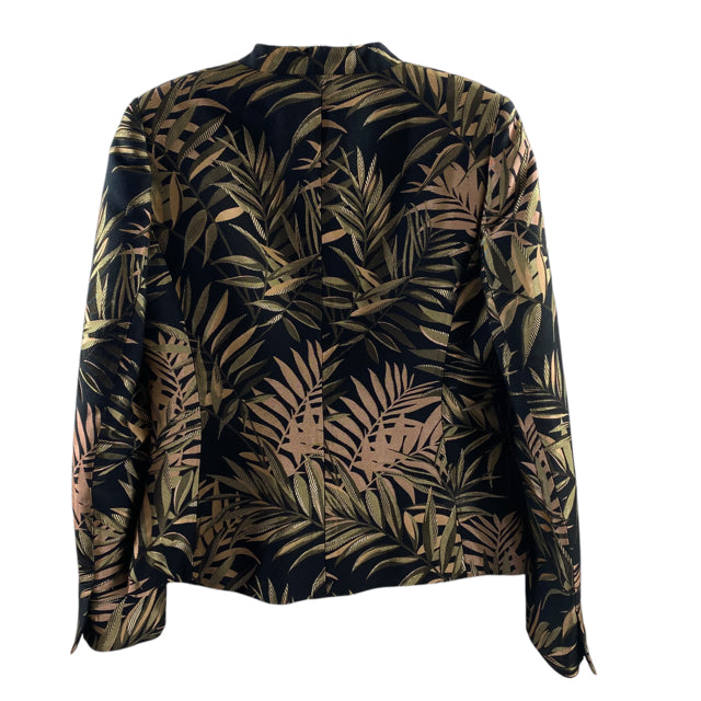 TED BAKER Size TED BAKER SIZE 3 Black Leaf Print Long Sleeve BLAZ / JKT