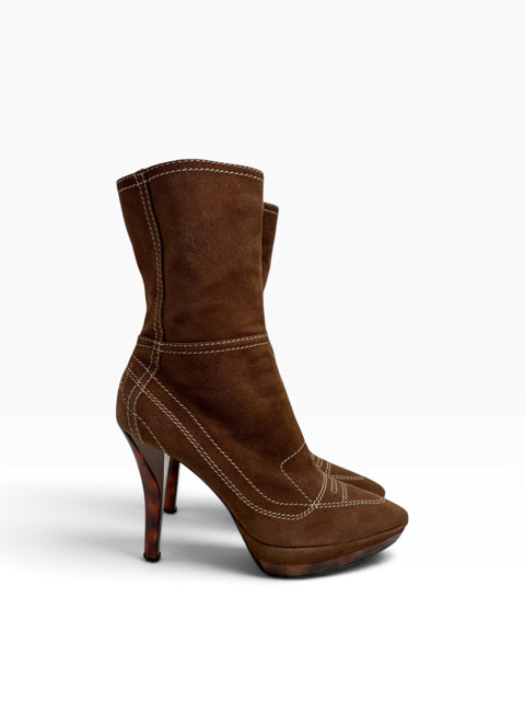 CASADEI Size 7 Brown Ankle Suede BOOT