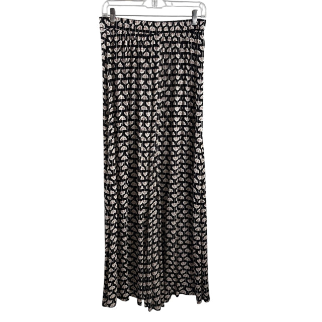 BOBEAU Size SMALL Black/Cream Floral Maxi Elastic Waist Rayon SKIRT