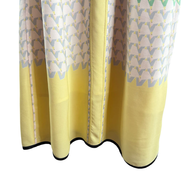 MARC JACOBS Size 6 Cream/Yellow Print Sleeveless Silk DRESS
