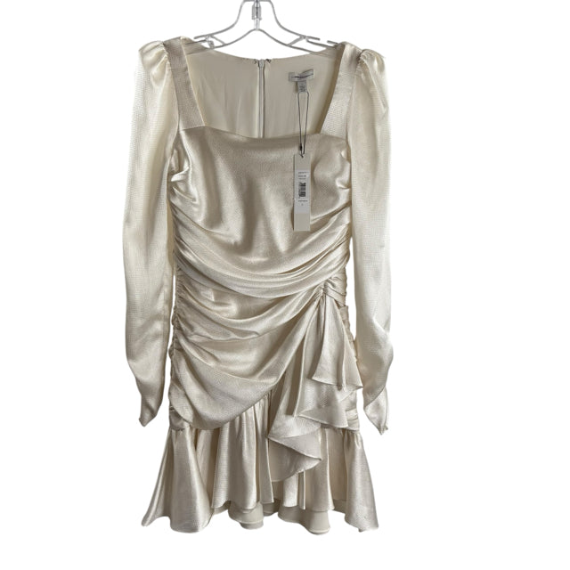 ML MONIQUE LLUILLIER Size 6 Cream Ruched Long Sleeve Polyester NWT DRESS