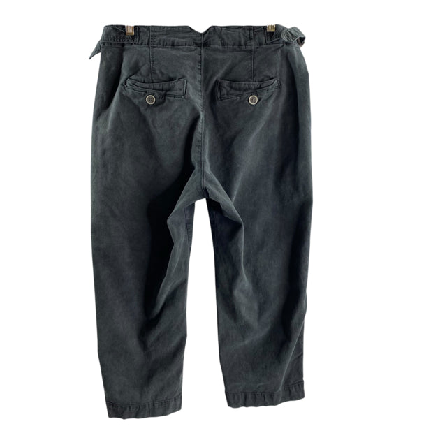 ANTHROPOLOGIE Size 28 PETITE Dark Gray Button Fly Cotton Blend PANTS