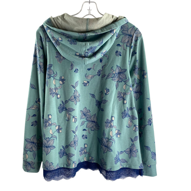 LOGO Size SMALL Mint/Blue Floral Long Sleeve Hoodie DRESS