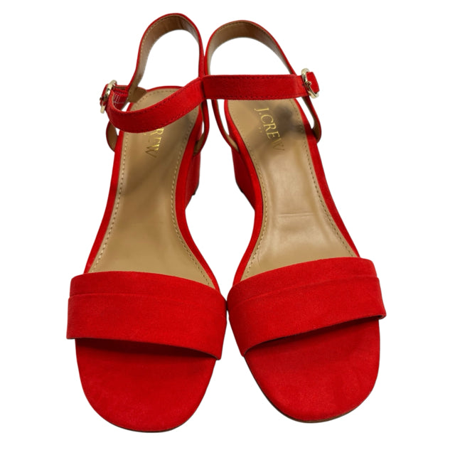 J CREW Size 6 1/2 Red Sandal Suede SHOE