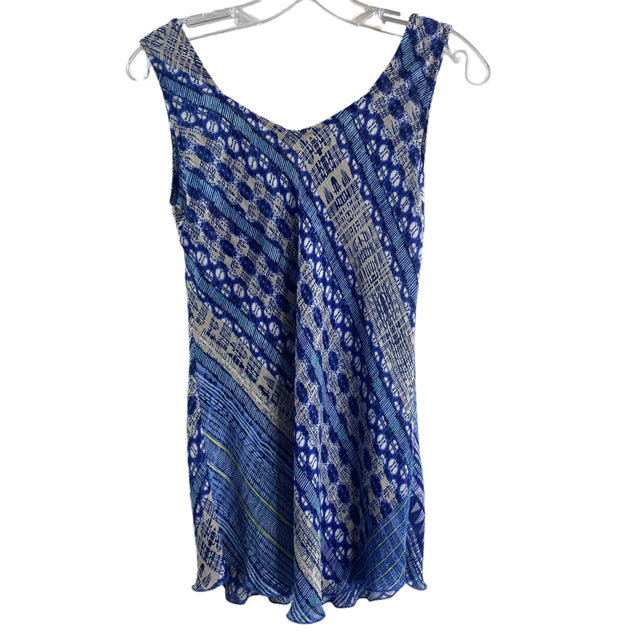 NIC & ZOE Size SMALL Blue/White Print Sleeveless BLOUSE