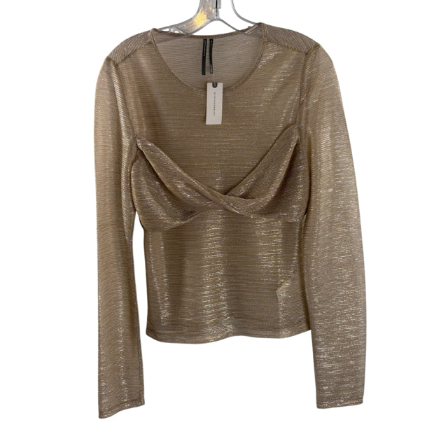 ANTHROPOLOGIE Size MED Gold Long Sleeve Metallic NWT TOP