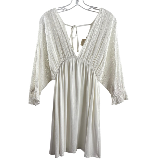 NINEXIS Size MEDIUM White Eyelet 3/4 Sleeve Polyester DRESS