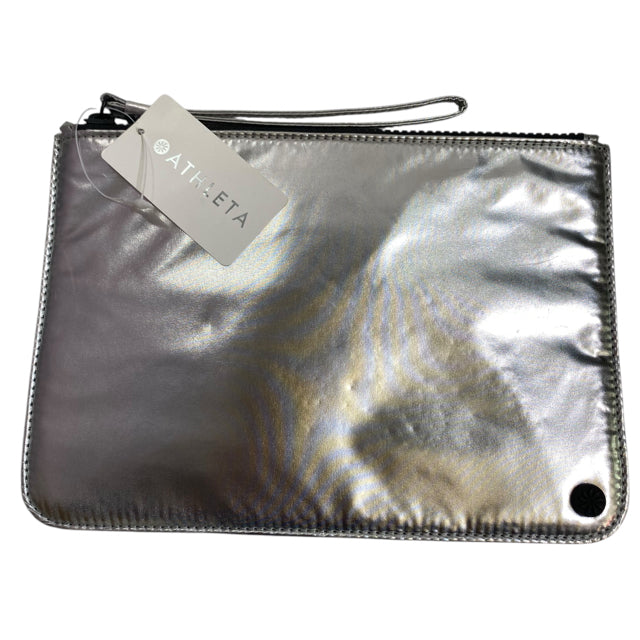 ATHLETA Silver Metallic Polyester Wristlet NWT PURSE