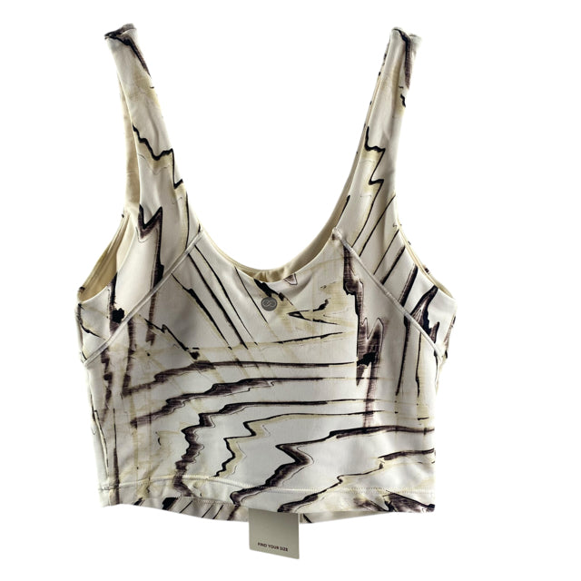 CALLA Size X-SMALL Cream/Brown Swirl Crop Tank ACTIVE TOP