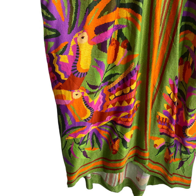 FARM Size MEDIUM Green/Multi Print Halter Viscose DRESS