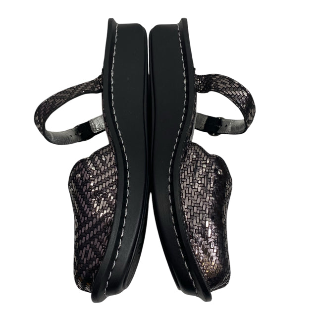 ALEGRIA Size 37 Black/Silver Mule Metallic Leather NWOT SHOE