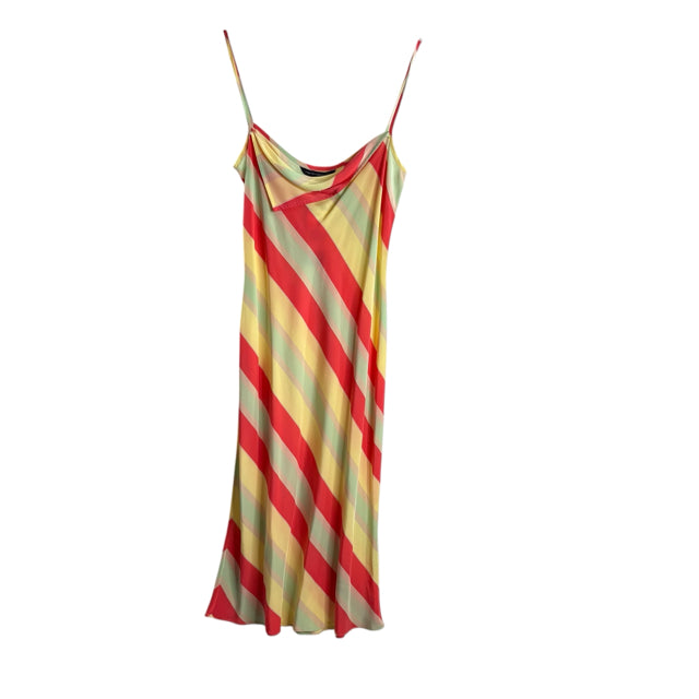 FRENCH CONNECTION Size MEDIUM Yellow/Multi Stripe Strappy Silk NWT DRESS