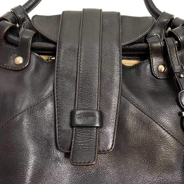 FERRAGAMO Black Leather Vintage PURSE