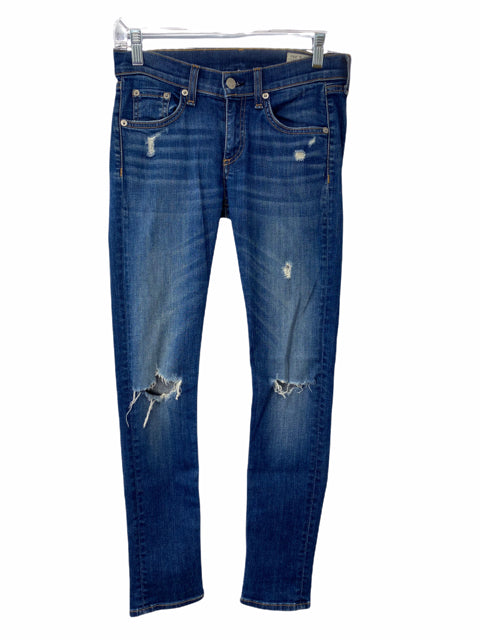 RAG & BONE Size 25" Blue Distressed Denim JEANS