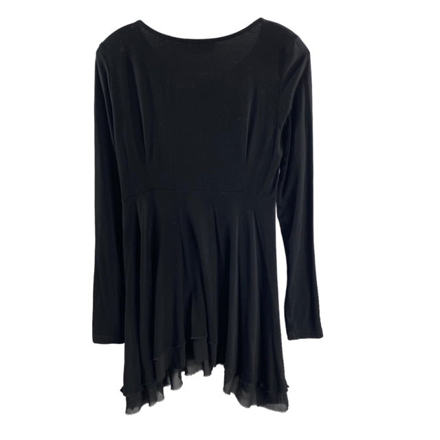 PATRIZIA LUCA Size MEDIUM Black Long Sleeve Tunic Length Rayon TOP