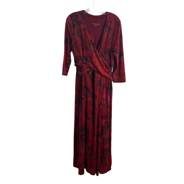 SOFT SURROUNDINGS Size MEDIUM Red/Black Floral 3/4 Sleeve Rayon DRESS