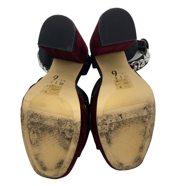 MIX NO 6 Size 9 Black/Maroon Platform Velvet SHOE