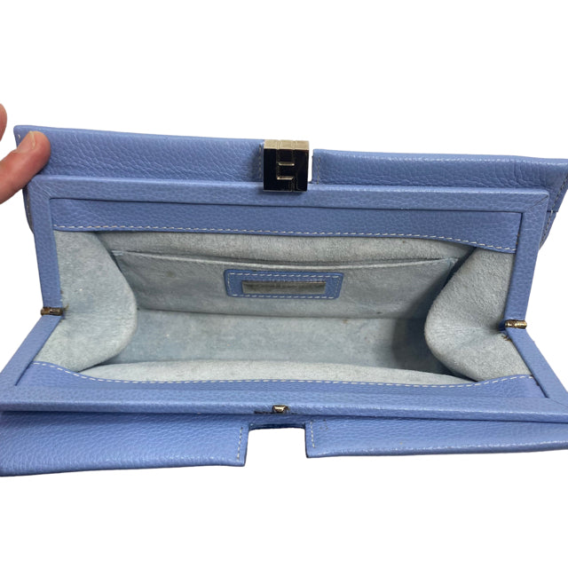 LAMBERTSON TRUEX Light Blue Stitch Detail Leather Clutch PURSE