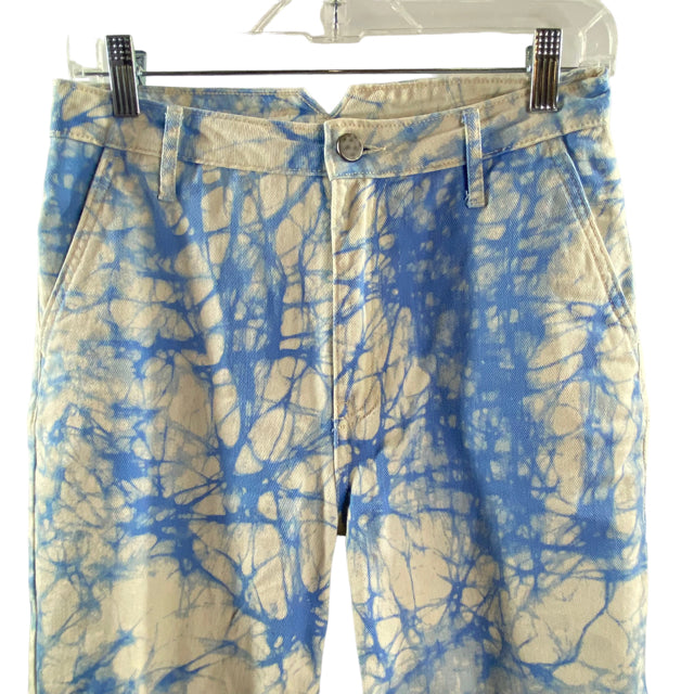 RACHEL COMEY Size 2 White/Natrl Tie-Dye Denim JEANS