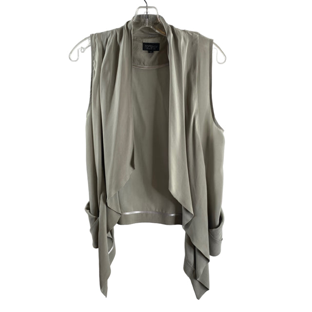 TOPSHOP Size 4 Sage Sleeveless Open Front Polyester TOP