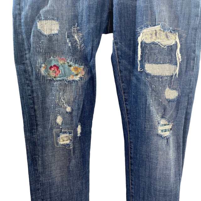 PILCRO Size 28" Light Blue Patchwork Denim JEANS