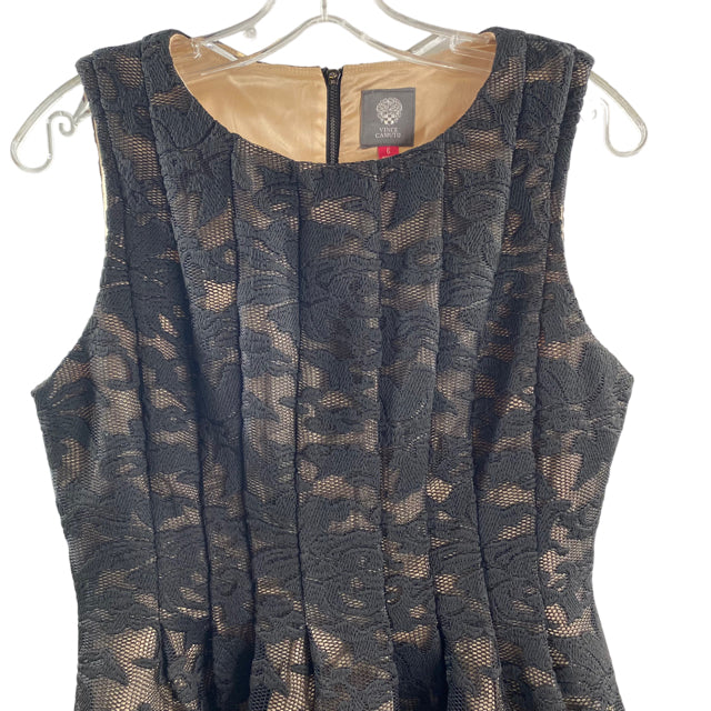 VINCE CAMUTO Size 6 Black Lace Overlay Sleeveless Polyester DRESS