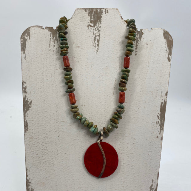 N A Sterling Turquoise 20" NECKLACE