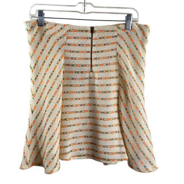 MAEVE Size 12 Cream/Multi Embroidered Mini Cotton Blend NWT SKIRT