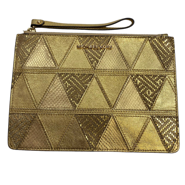 MICHAEL KORS Gold Patchwork Leather Large Wristlet PURSE