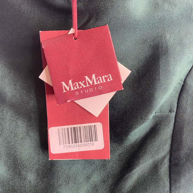 MAX MARA Size 4 Emerald Gem Belt Cap Sleeve Cotton Blend NWT DRESS