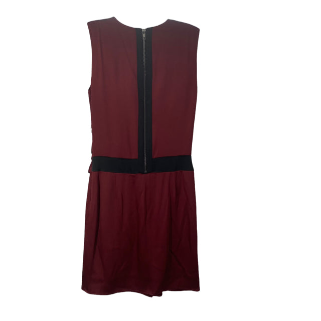 HELMUT LANG Size 0 Maroon/Black Drape Neck Sleeveless Acetate DRESS