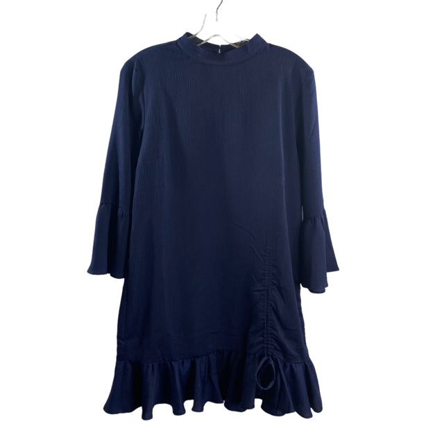 MINKPINK Size SMALL Navy Ruffle 3/4 Sleeve Polyester DRESS
