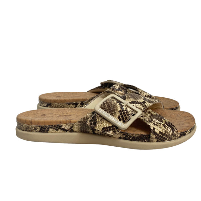 CLARKS Size 9 Green/Tan Slide Snake Look SHOE