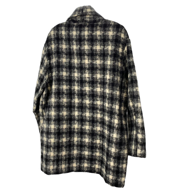 LUSH Size LARGE Gray/Cream Plaid Polyester JACKET