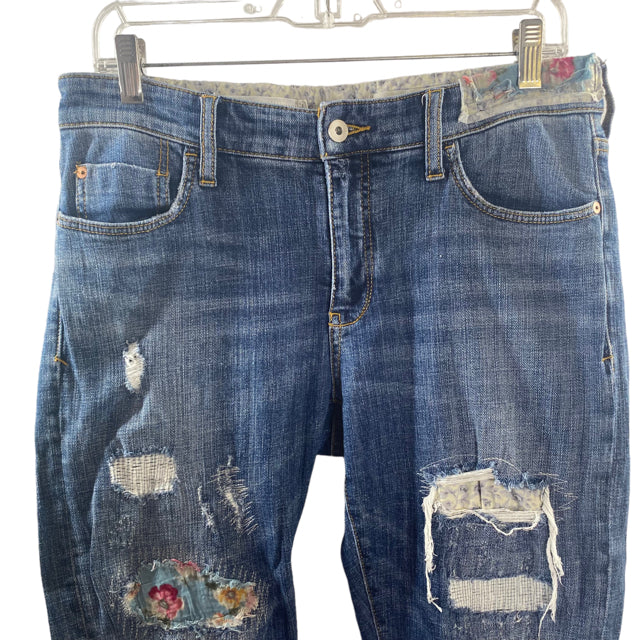 PILCRO Size 28" Light Blue Patchwork Denim JEANS
