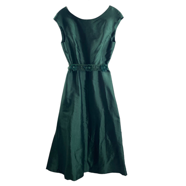 MAX MARA Size 4 Emerald Gem Belt Cap Sleeve Cotton Blend NWT DRESS