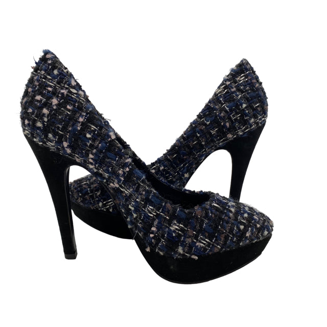 TORY BURCH Size 6 1/2 Black/Blue Pump Boucle SHOE