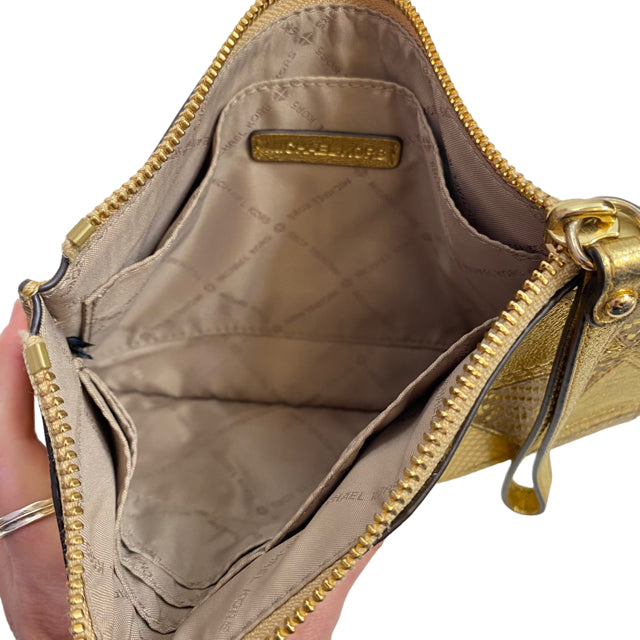 MICHAEL KORS Gold Patchwork Leather Large Wristlet PURSE
