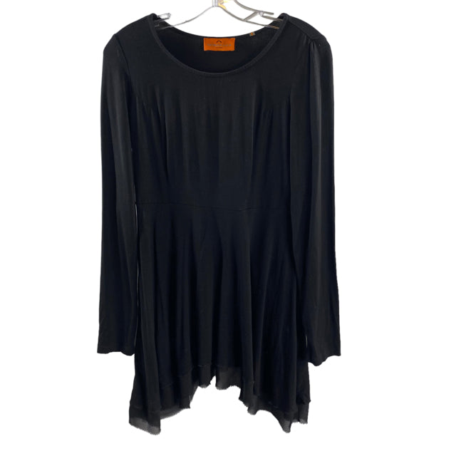 PATRIZIA LUCA Size MEDIUM Black Long Sleeve Tunic Length Rayon TOP