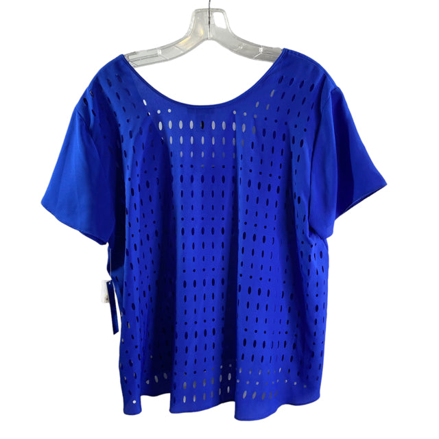 AQUA Size LARGE Royal Short Sleeve NWT BLOUSE