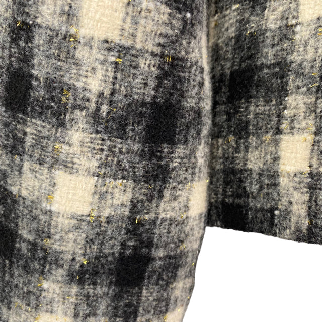 LUSH Size LARGE Gray/Cream Plaid Polyester JACKET
