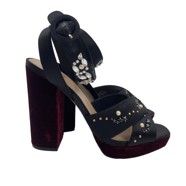 MIX NO 6 Size 9 Black/Maroon Platform Velvet SHOE