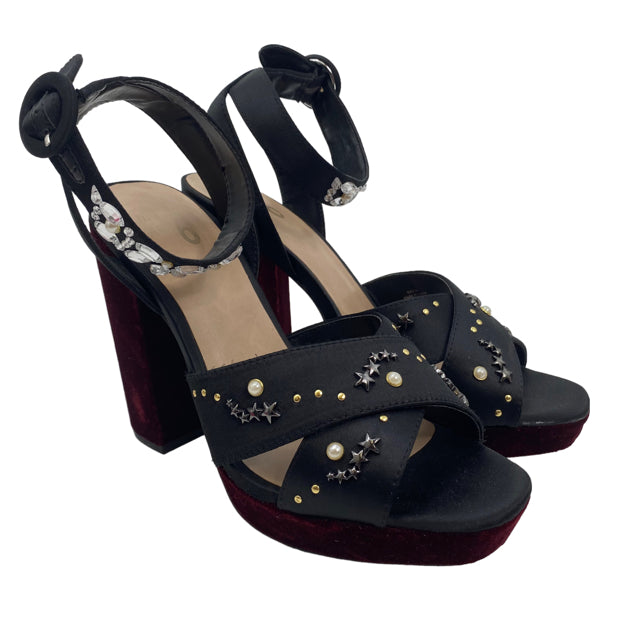 MIX NO 6 Size 9 Black/Maroon Platform Velvet SHOE