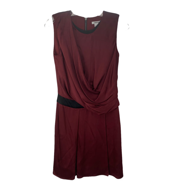 HELMUT LANG Size 0 Maroon/Black Drape Neck Sleeveless Acetate DRESS