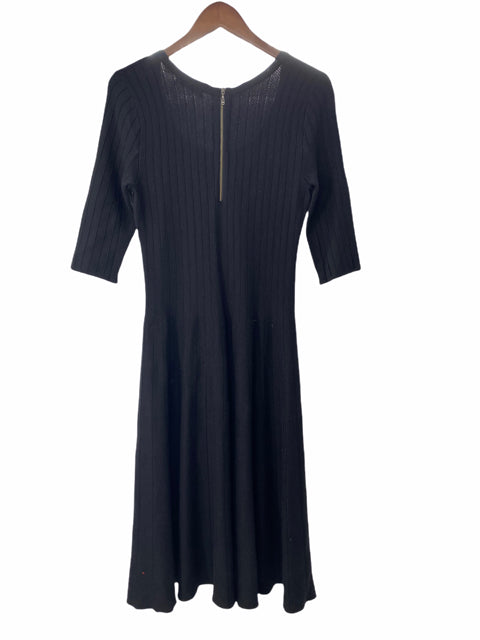 NIC & ZOE Size MEDIUM Black 3/4 Sleeve Cotton Blend DRESS