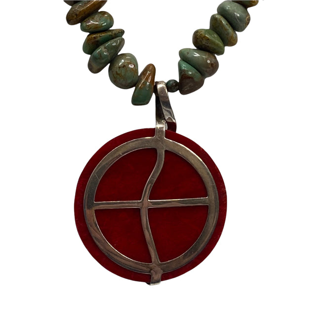 N A Sterling Turquoise 20" NECKLACE