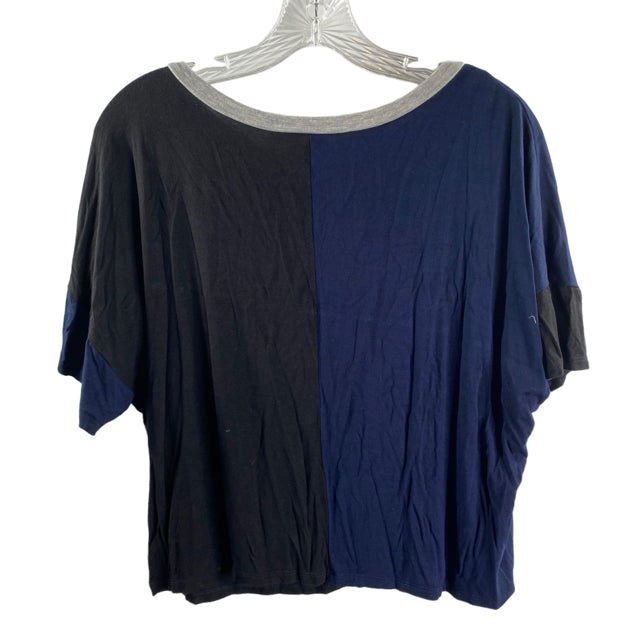 TEREZ Size LARGE Black/Navy Short Sleeve TOP